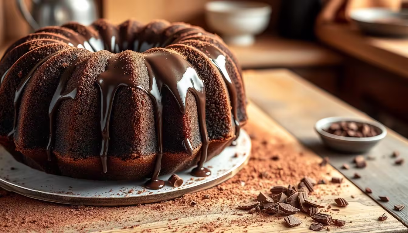 Bundt Cake With Chocolate Glaze
